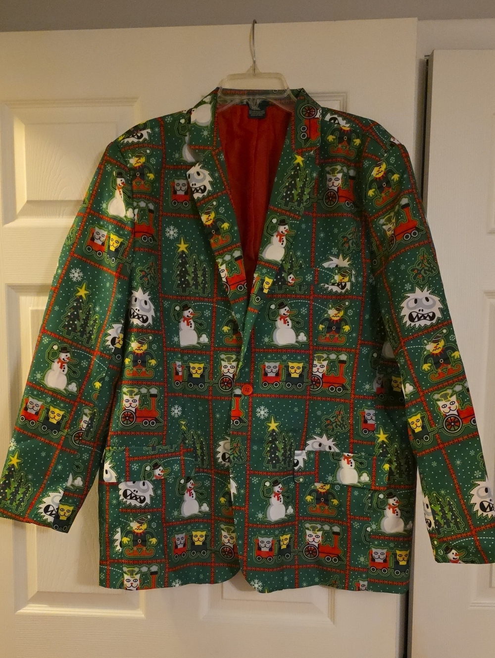 Festive UglyGreen Holiday Print Men's Blazer Jacket Novelty